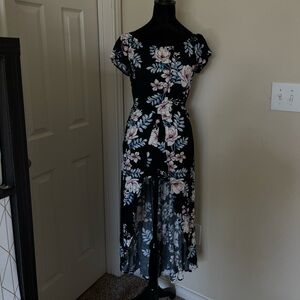 Love J Blue and Pink High Low Sundress with Flutter Sleeves